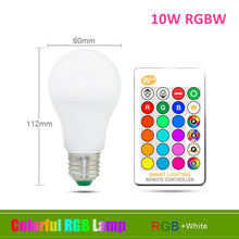 Load image into Gallery viewer, 110V 220V E27 RGB LED Bulb Lights 5W 10W 15W RGB Lampada Changeable Colorful RGBW LED Lamp With IR Remote Control+Memory Mode