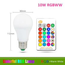 Load image into Gallery viewer, 110V 220V E27 RGB LED Bulb Lights 5W 10W 15W RGB Lampada Changeable Colorful RGBW LED Lamp With IR Remote Control+Memory Mode