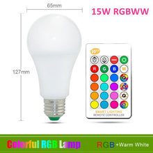 Load image into Gallery viewer, 110V 220V E27 RGB LED Bulb Lights 5W 10W 15W RGB Lampada Changeable Colorful RGBW LED Lamp With IR Remote Control+Memory Mode