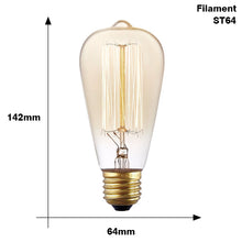 Load image into Gallery viewer, Retro Edison Light Bulb E27 220V 40W ST64 G80 G95 T10 T45 T185 A19 A60 Filament Incandescent Ampoule Bulbs Vintage Edison Lamp